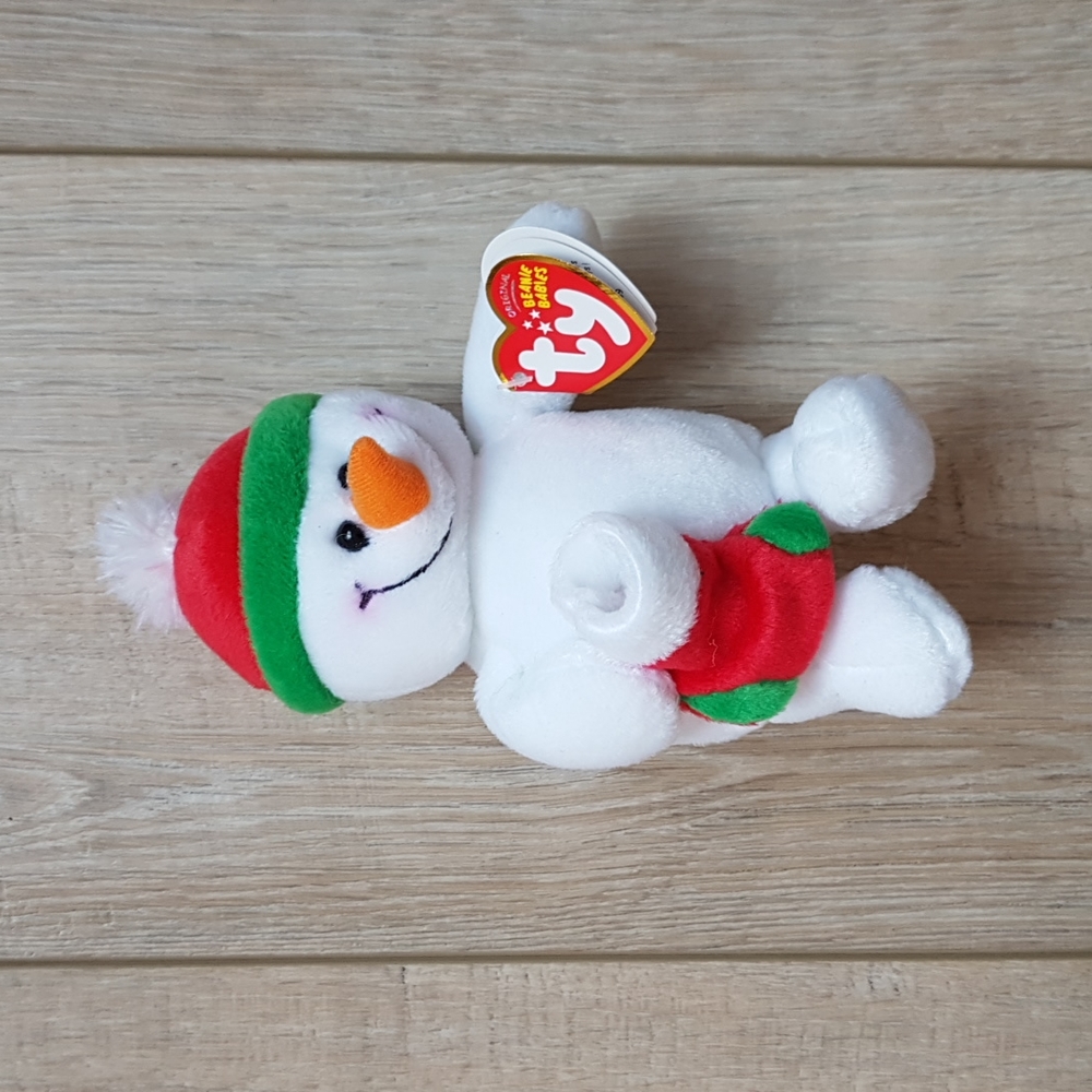 TY Original Beanie Babies "Stockings" 2009 Snowman with Hat & Stocking